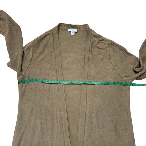 J.JILL Tan Linen Blend Fringe Open Cardigan Sweater Size Small Petite Capsule - Picture 8 of 10